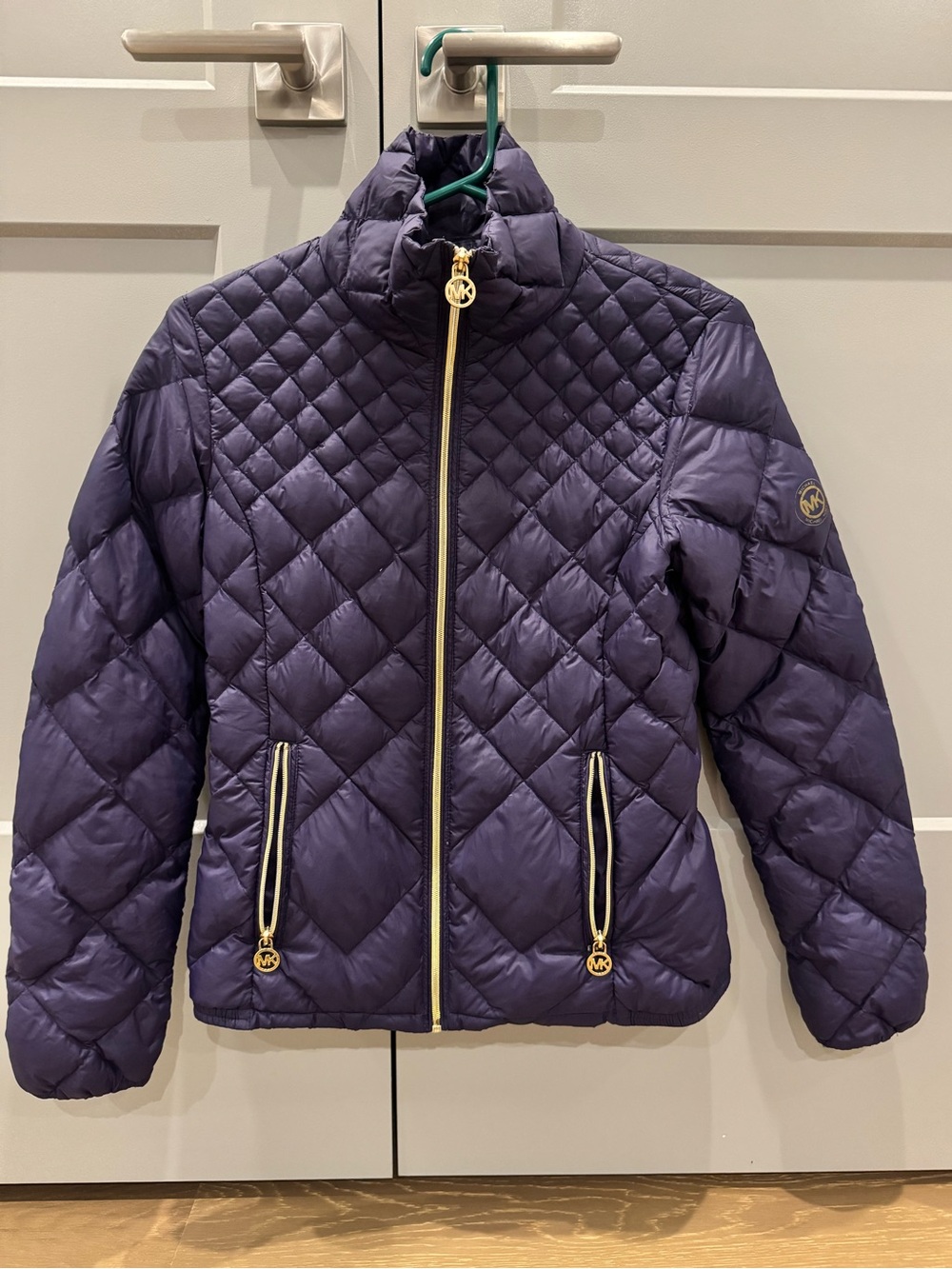 Michael Kors quilted nylon packable down fill jacket - indigo